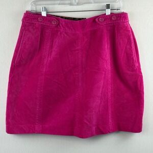 Charter Club Cord Skirt‎ Size 12 Pink Corduroy Leopard Trim A-Line Mini
